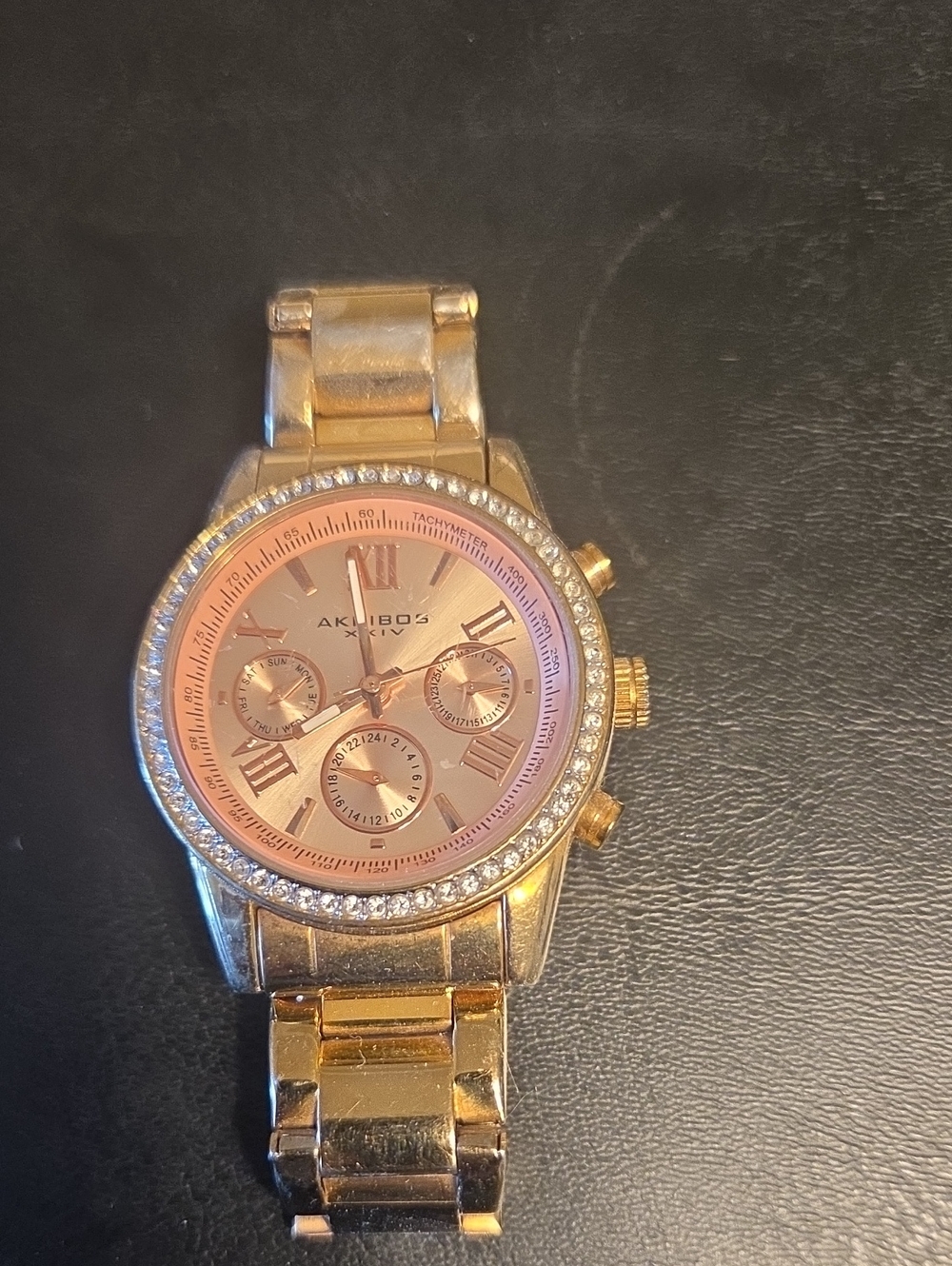 Akribos XXIV Rose Gold-tone Crystal Accent Women's Watch